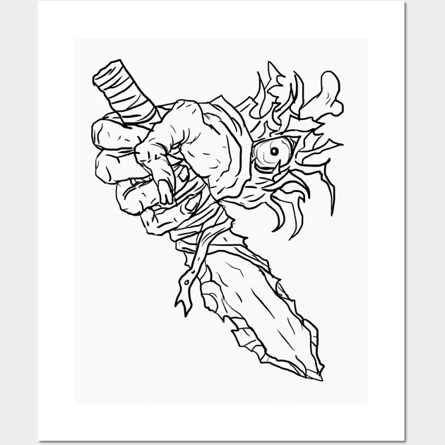 Scary Hands Monster Horror Black Lineart Wall Art by Moonwing